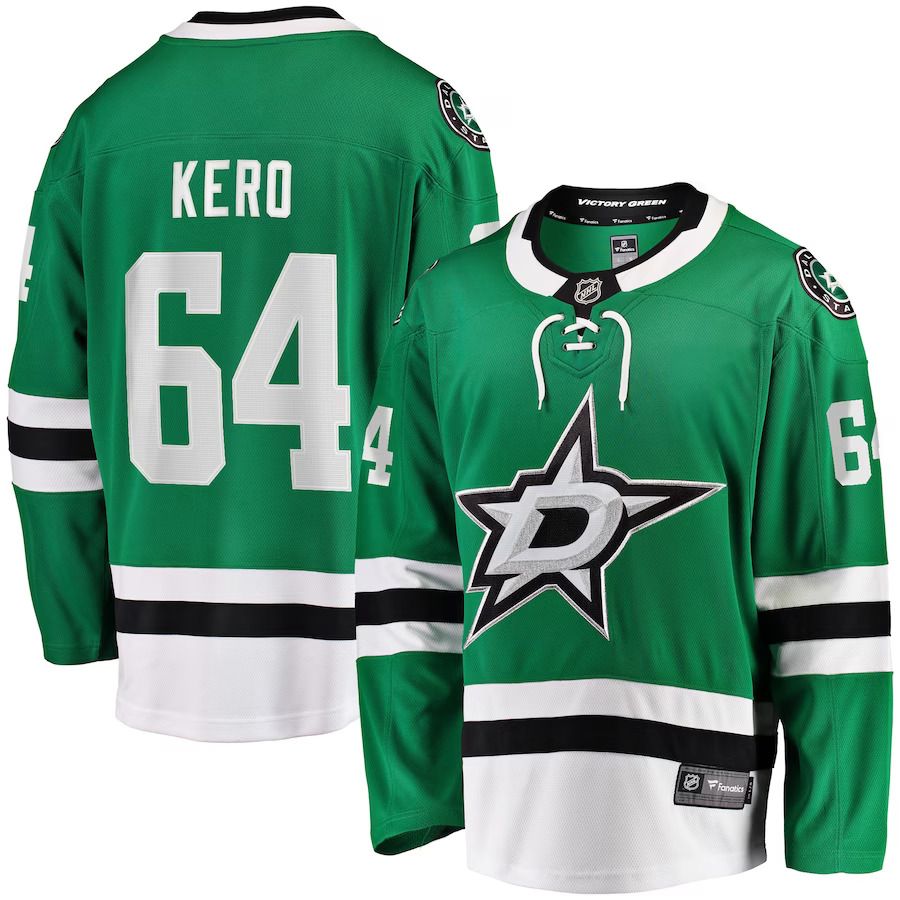 Men Dallas Stars #64 Tanner Kero Fanatics Branded Kelly Green Home Breakaway Player NHL Jersey